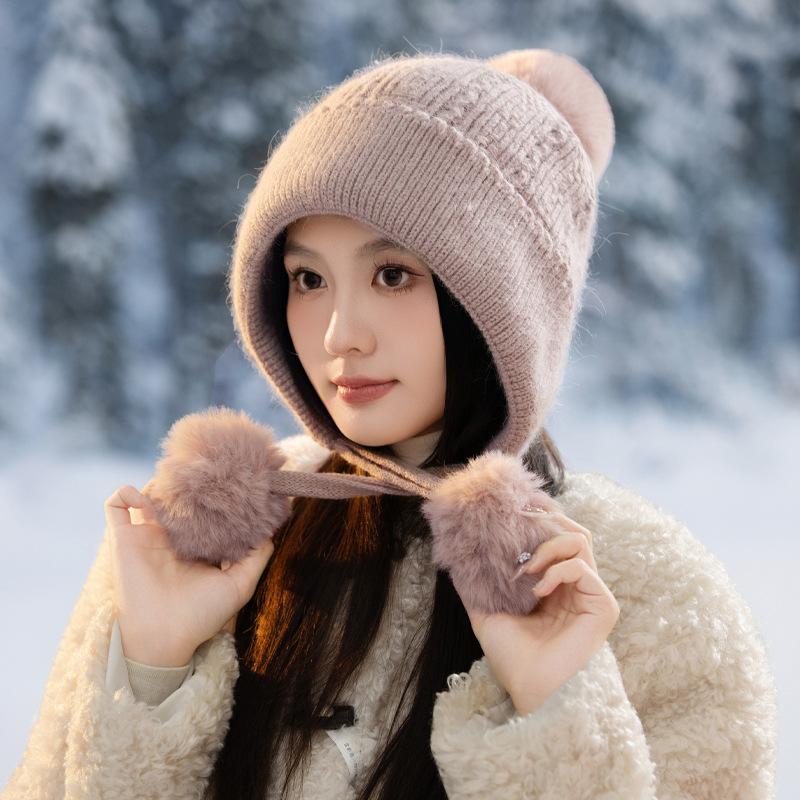 Autumn and Winter Hats for Women with Big Heads and Faces Small Bag Head Hats  Versatile and High End Warm Knitted Wool Hats