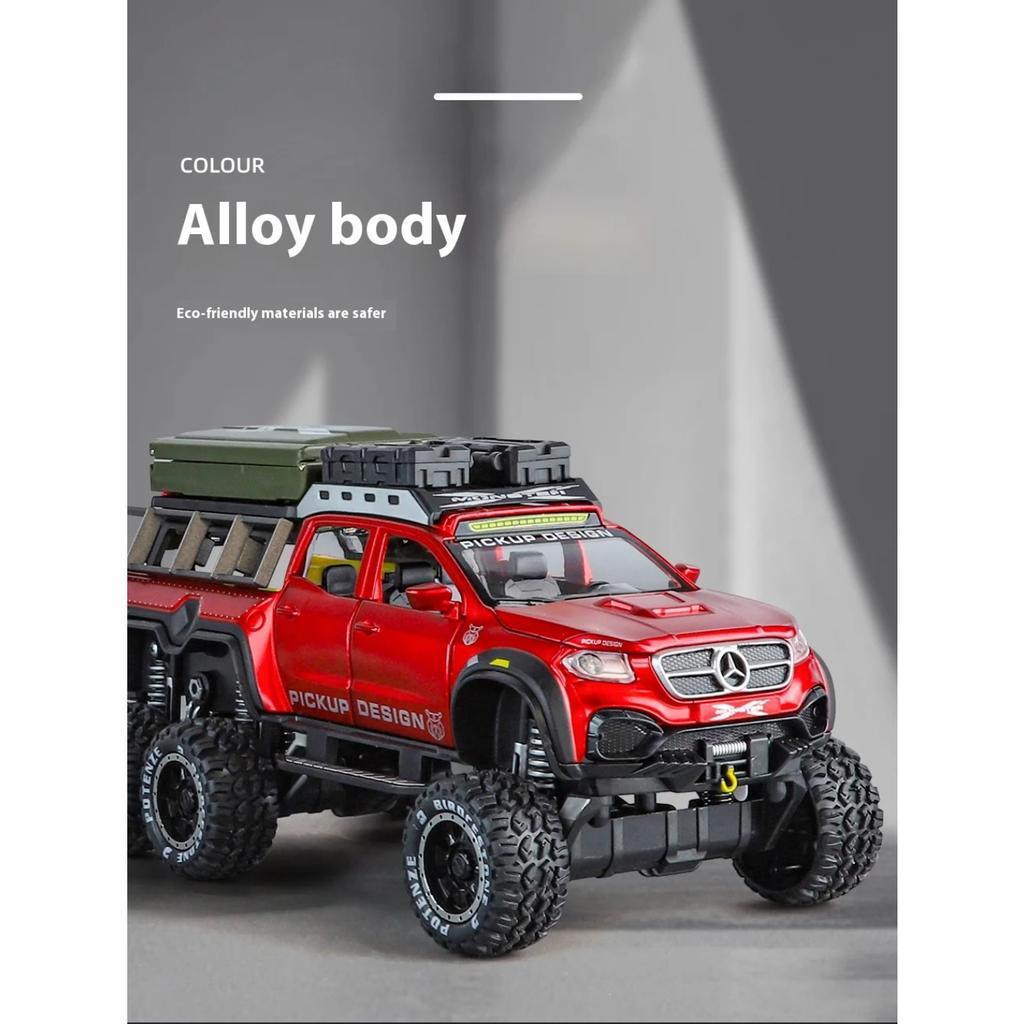 1/28 Scale Mercedes Benz X-Class Exy 6X6 Campervan Off Road Van Alloy Diecast Model Car Trendy Home Furnishings Holiday Gifts for Boys