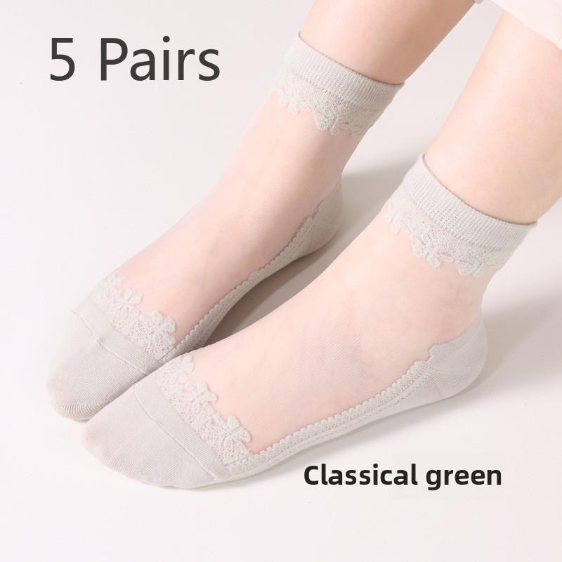 5 Paar Damen Frühling und Sommer Neue Mode Kristall Seidenstrümpfe In Zylinder Jacquard Socken