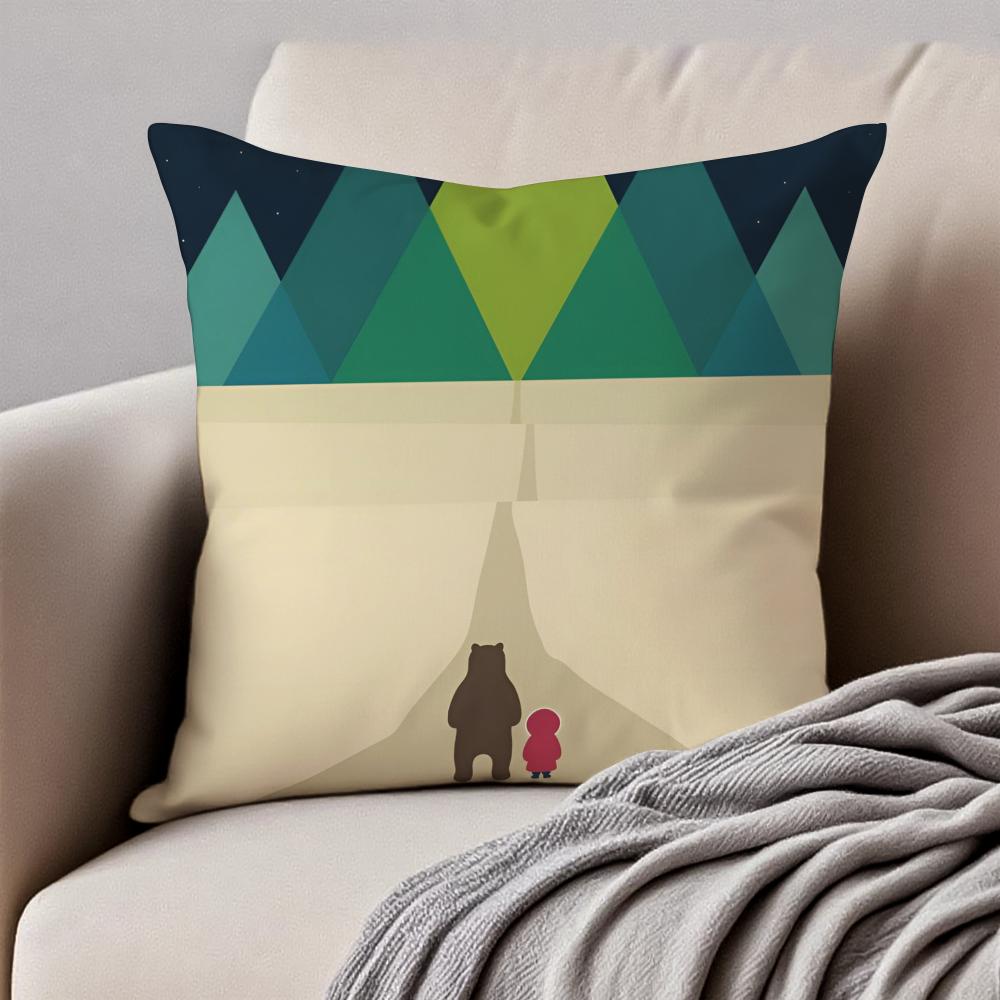 Simple Nordic Modern Anime Style Art Cushion Cover Pillowcase Antidustmite Invisible Zipper Short Plush Sofa Cushion
