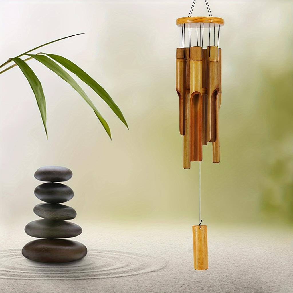 Breathtaking Bamboo Wind Chimes - Serene Melodic Tones, Rustic Zen Style - 30 Inch Patio Decor - Rich Echoing Sounds for Indoor