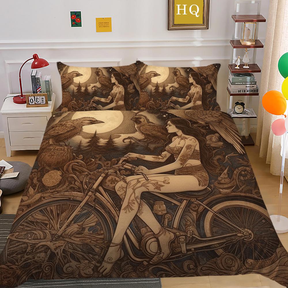 Polyester Duvet Cover Set Beauty Skull Printed Home Textiles Man Boy Single Size Comforter Cover Set Highend Pillowcase