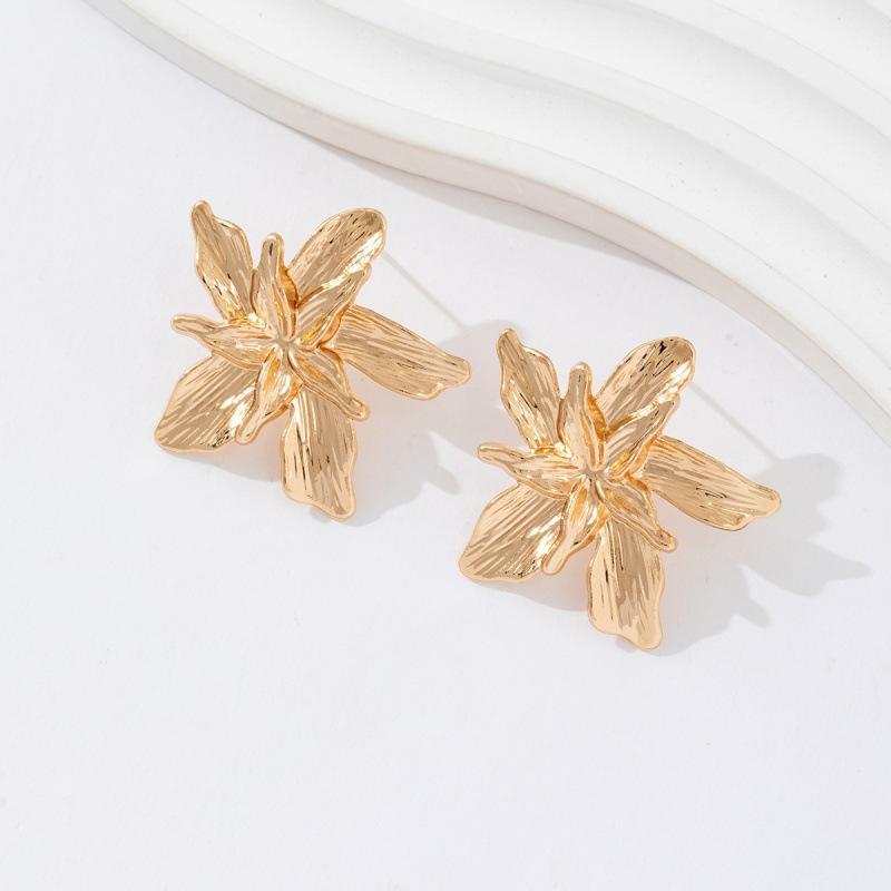 Personalized Design Women's Double Layered Large Flower Earrings Trendy Punk Party Adjustable Ring Fashion Jewelry Gifts