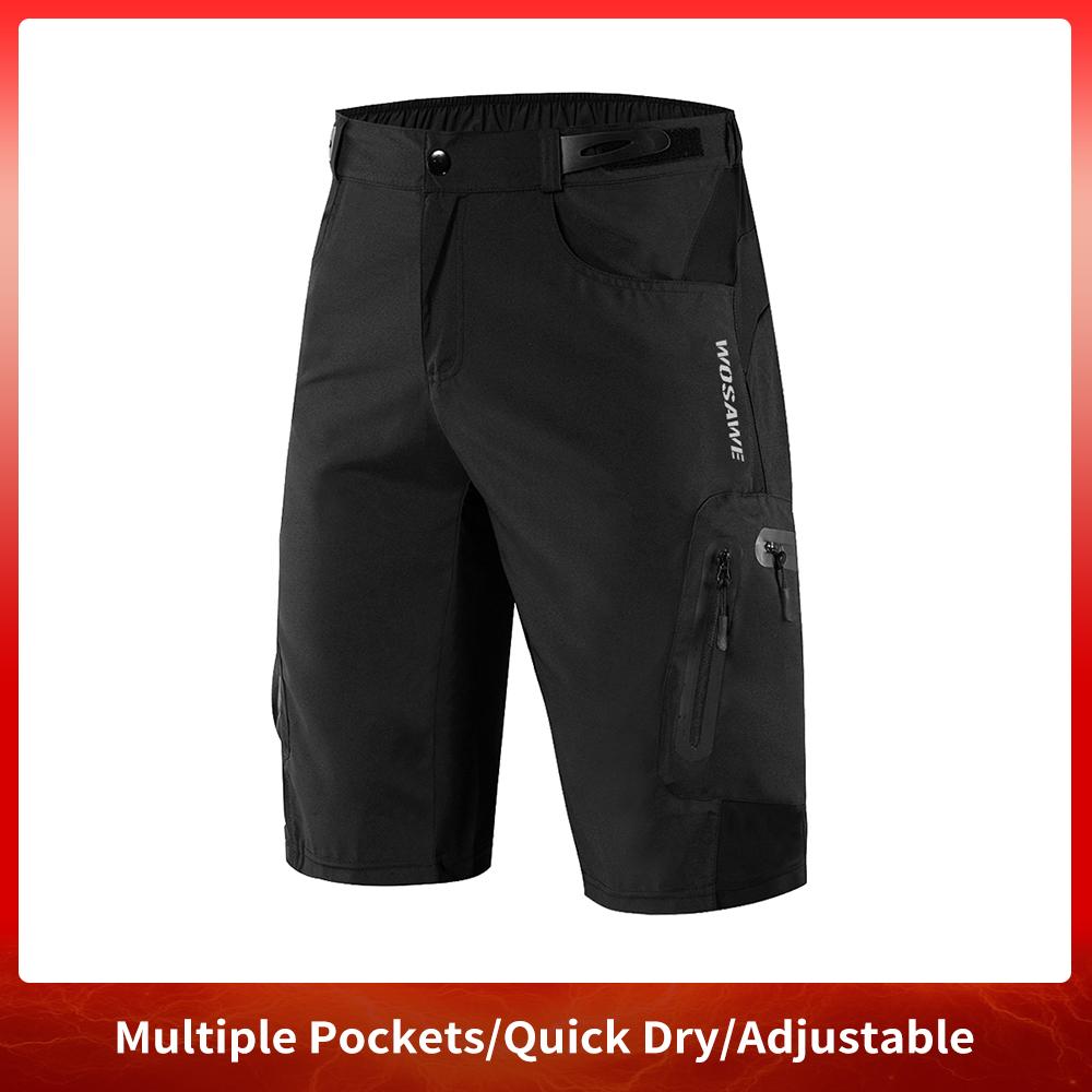 WOSAWE Motorcycle Shorts Men Loose Fit Multi-Pockects MTB Shorts Downhill Mountain Bike Motocross Racing Moto Summer Short Pants