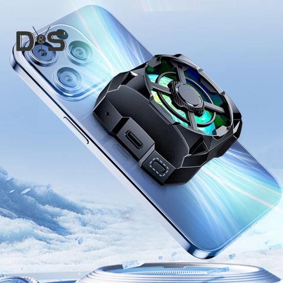 Rechargeable Phone Radiator Low-Noise Wireless Magnetic 3 Speeds Adjustable Gaming Phone Cooling Fan with LED Lights