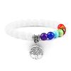 European & American Cross-Border E-commerce Creative 8mm Bead Bracelet with Volcanic Lava & Wooden Beads featuring an Alloy Tree of Life Pendant.