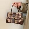 Autumn Winter Women's Woolen Plaid One Shoulder Bags Texture PU Splicing Square Handbags Korean Fashi Crossbody Bags