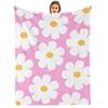Pink Base Maroon Sketch Floral Cartoon Anime Print Flannel Blanket Soft Warm Throw for Kids Bedroom Sofa Christmas Office Car