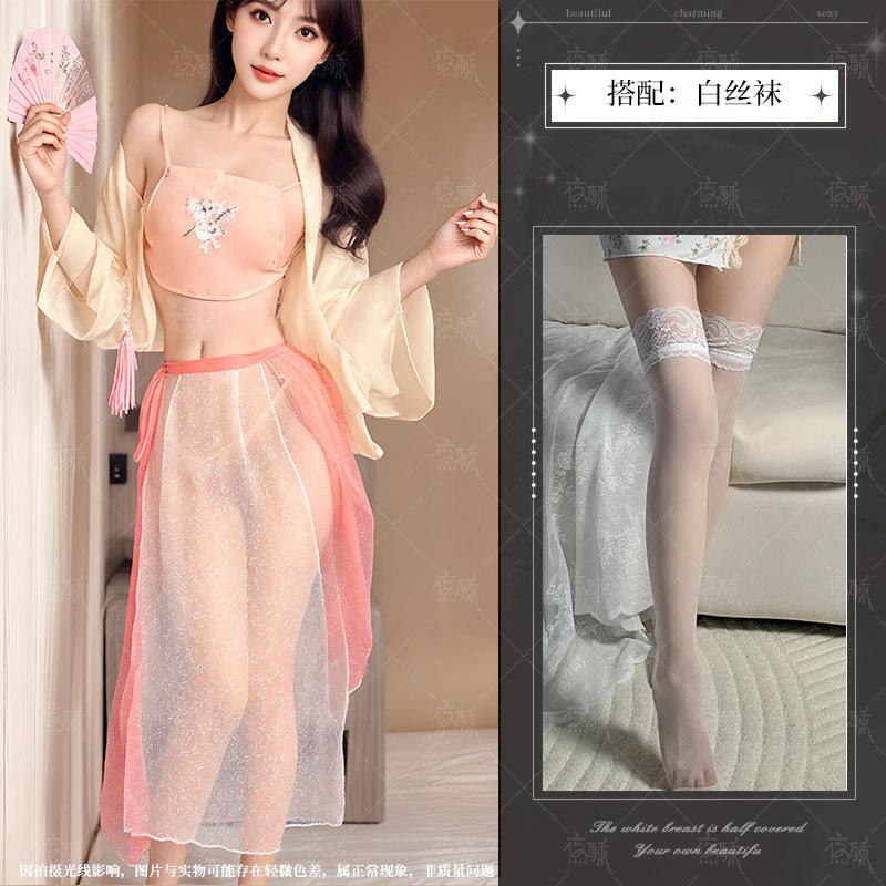 Sexy underwear women's sexy Hanfu ancient clothing embroidery perspective belly pocket bed passion suit hot uniform women