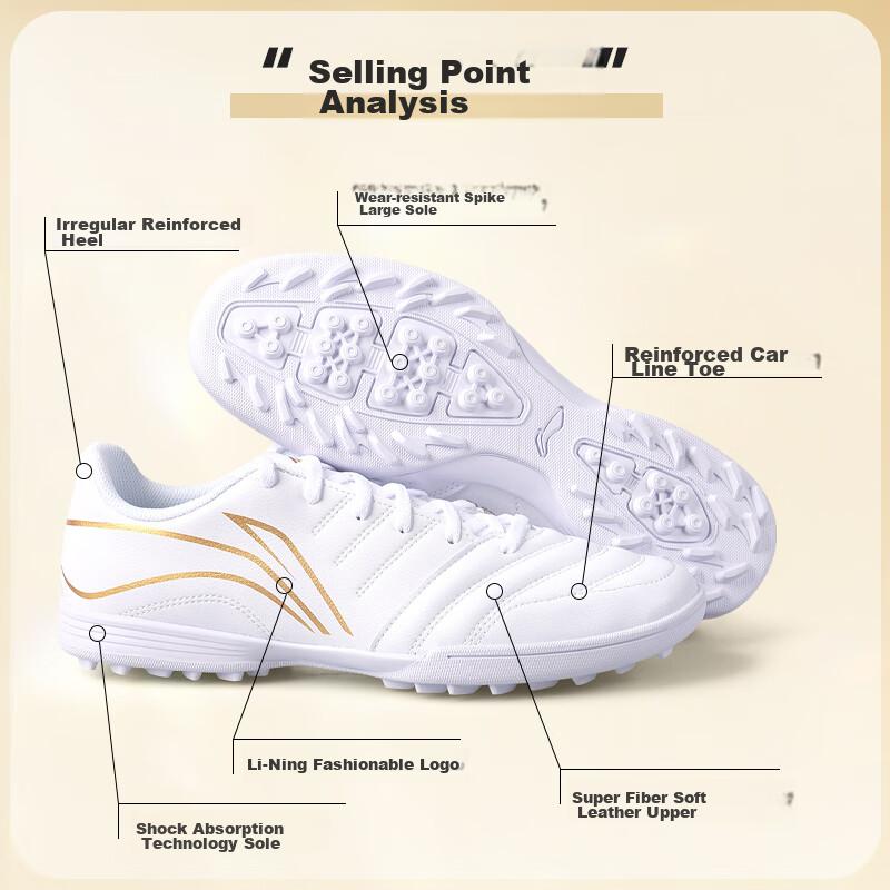 Li-Ning Soccer Shoes Professional Competition Training Cleats, Non-Slip Breathable Stud Shoes