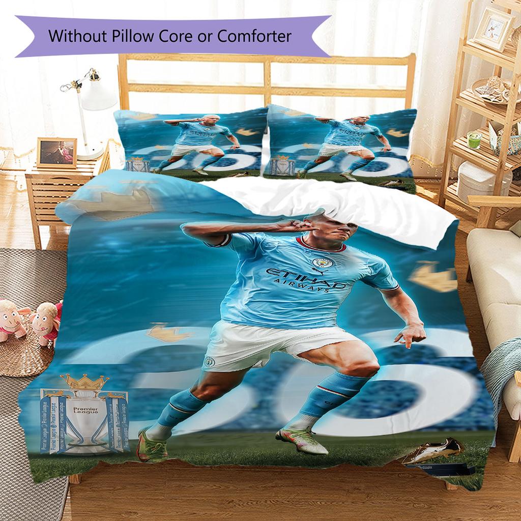 Erling Haaland Set Copripiumino Matrimoniale Coperta Federe Decorazione Casa Regalo di Compleanno (1 * copripiumino + 2 * federa, senza nucleo)