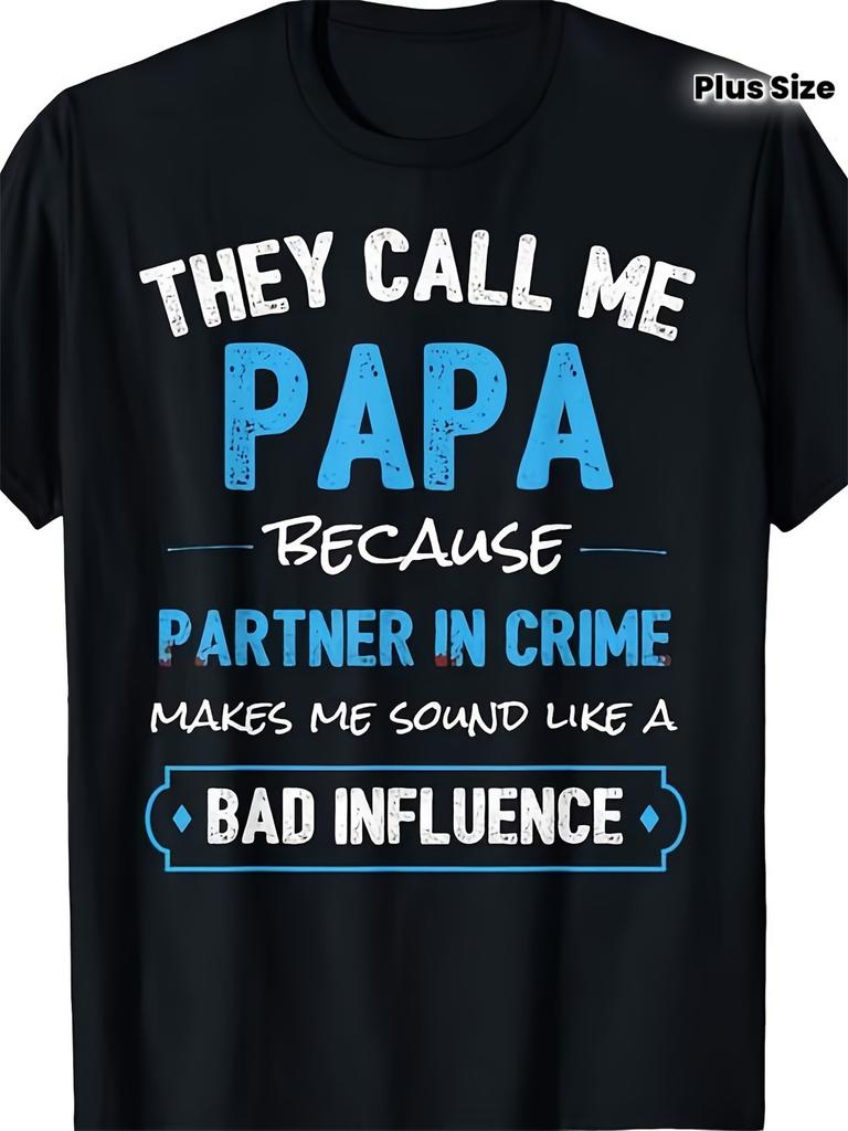 Funny Grandpa Papa Partner In Crime Dad T-ShirtMen's plus size same style for