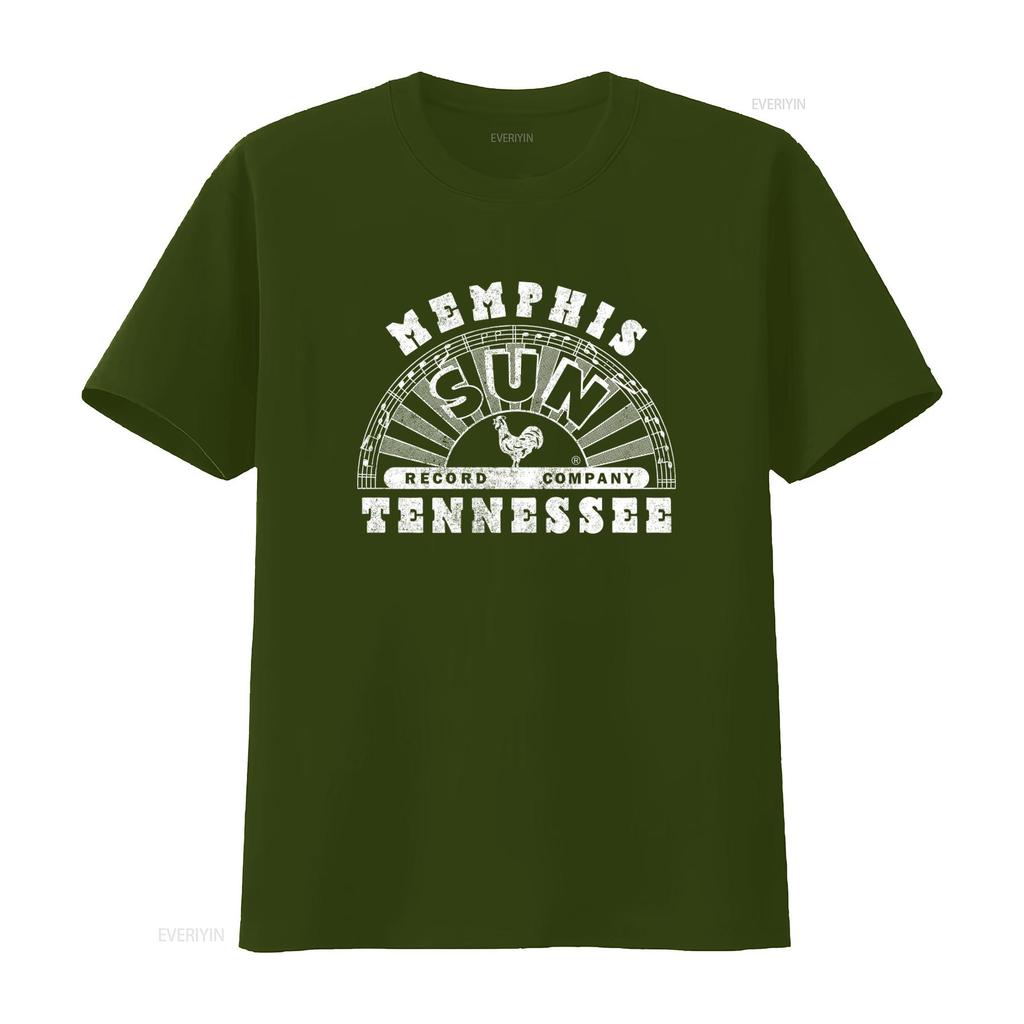 Sun Records Memphis Music Vintage Style T Shirt with Rooster and Notes Design vintage Washed Slightly homme