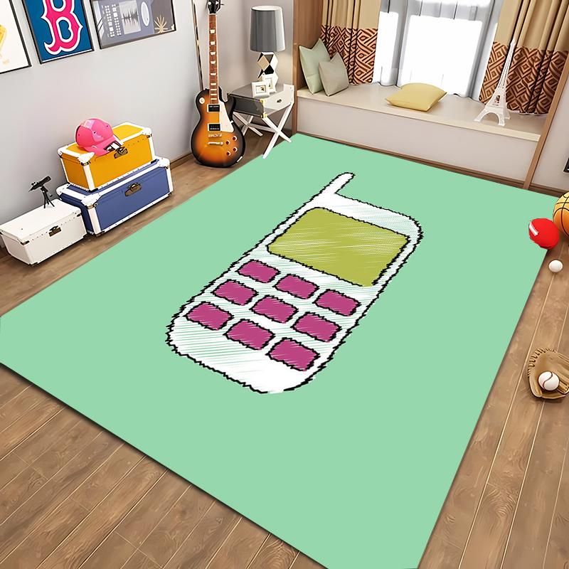 HD Printing Retro Phone Carpet for Living Room Cartoon Children's Bedroom Sofa Doormat Floor Tapete Anti-slip Decor Alfombra 3D
