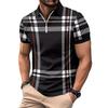 Plaid 3D Printed Short-Sleeved Top Men'S Casual Lapel Polo Shirt