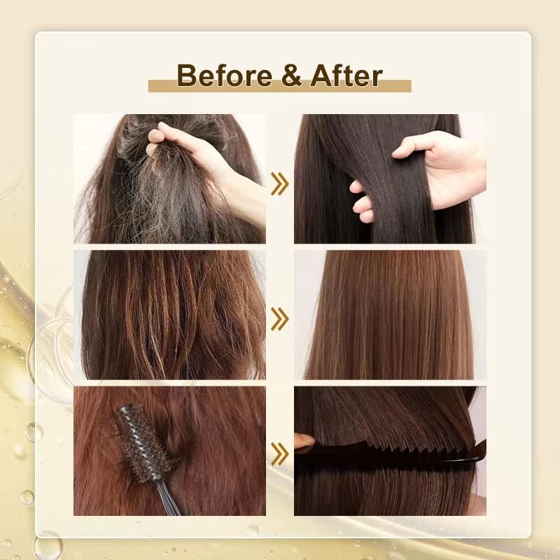 PURC Set per la cura dei capelli in oro 24K, maschera nutriente per capelli e olio per la cura, lisciante, lucido, riparatore, trattamento per capelli secchi, danneggiati e crespi