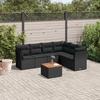 VidaXL Garden Lounge Set 7 Pcs with Cushions Black Wicker 3223654