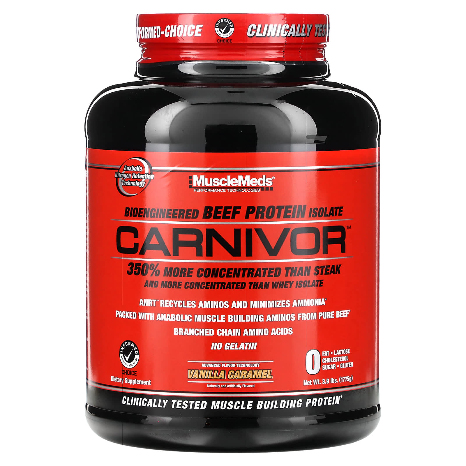 

MuscleMeds, Carnivor, Bioengineered Beef Protein Isolate, Vanilla Caramel, 4.2 lbs (1915.2 g)