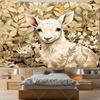 Sheep in Garden Tapestry Wall Hanging Animal Ram Sheep Deer Tapestry Aesthetic Room Decor Wallpapers For Bedroom Paintings