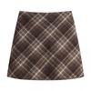 Women's Gray Plaid A-Line Woolen Mini Skirt - High Waist, Slimming, Petite Fit for Autumn/Winter 2026