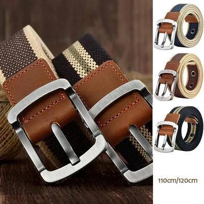Fashionable and Trendy Canvas Belt Men's and Women's Belt Casual Belt Student Youth Cargo Pants Needle Buckle Wide Neutral Belts