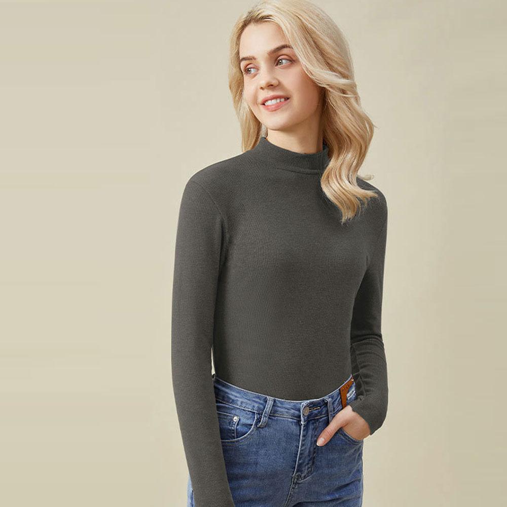 

Женские зимние топы высокого качества, блузки, футболки с длинными рукавами, майки, термобелье, полуводолазка, пуловеры, свитер для женщин S серый