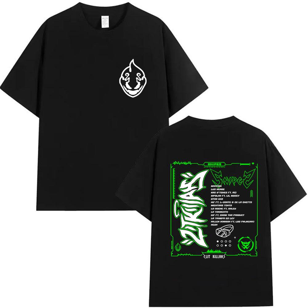 Rapper Lit Killah Snipez Album 2025 Graphic T Shirt Mens Hip Hop Gothic Short Sleeve Tshirts Vintage Cotton Tshirt Streetwear