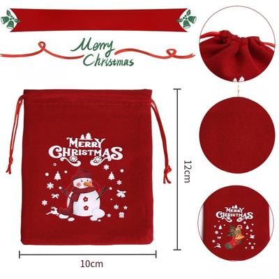 12 Stück Rote Weihnachtliche Samtbeutel mit Kordelzug Nikolaus Geschenktasche Süßigkeiten Snack Verpackungsbeutel Weihnachts-Hochzeitsfeier Gastgeschenke Dekoration