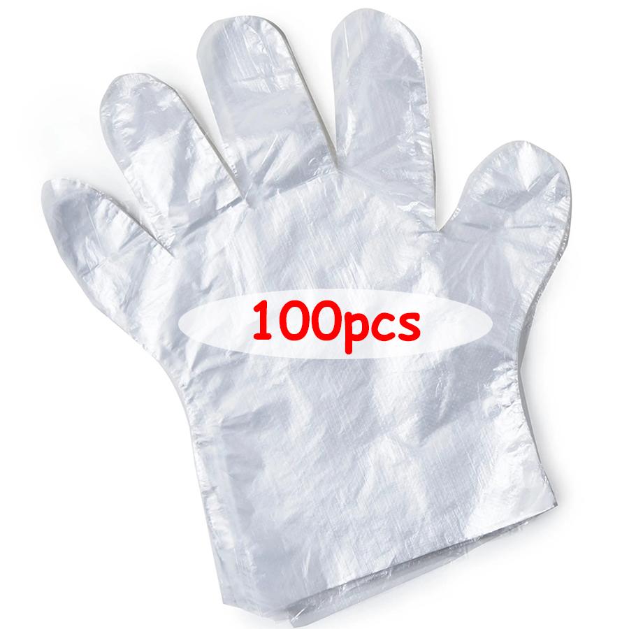 

100/200pcs Disposable Transparent Thickened Plastic Gloves for Cooking Food Handling Hair Dyeing Restaurant Kitchen Supplies