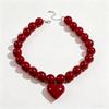 Exaggerated Round Bead Heart Pendant Necklace for Women Adjustable Chain Choker Party Jewelry Gift