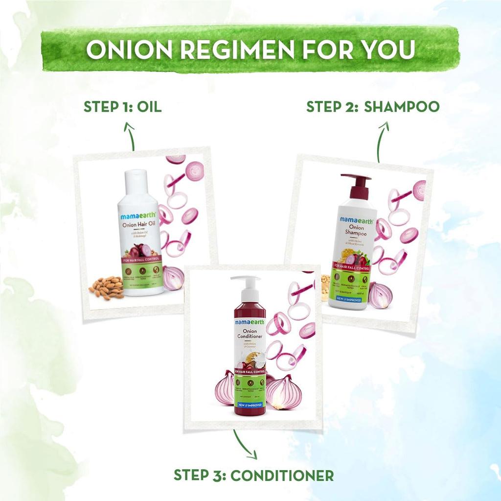 Mamaearth Onion Shampoo For Hair Fall Control And Growth 400ml | Smoothens, Strengthens, Softens Hair | For Men & Women All Hair Types