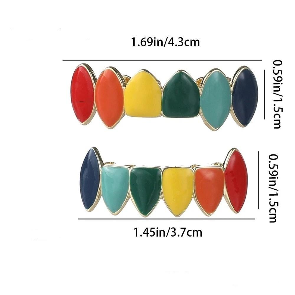 6 Teeth Hip Hop Braces Decoration Exaggerate Design Teeth Grills Colorful Dental Jewelry Rapper