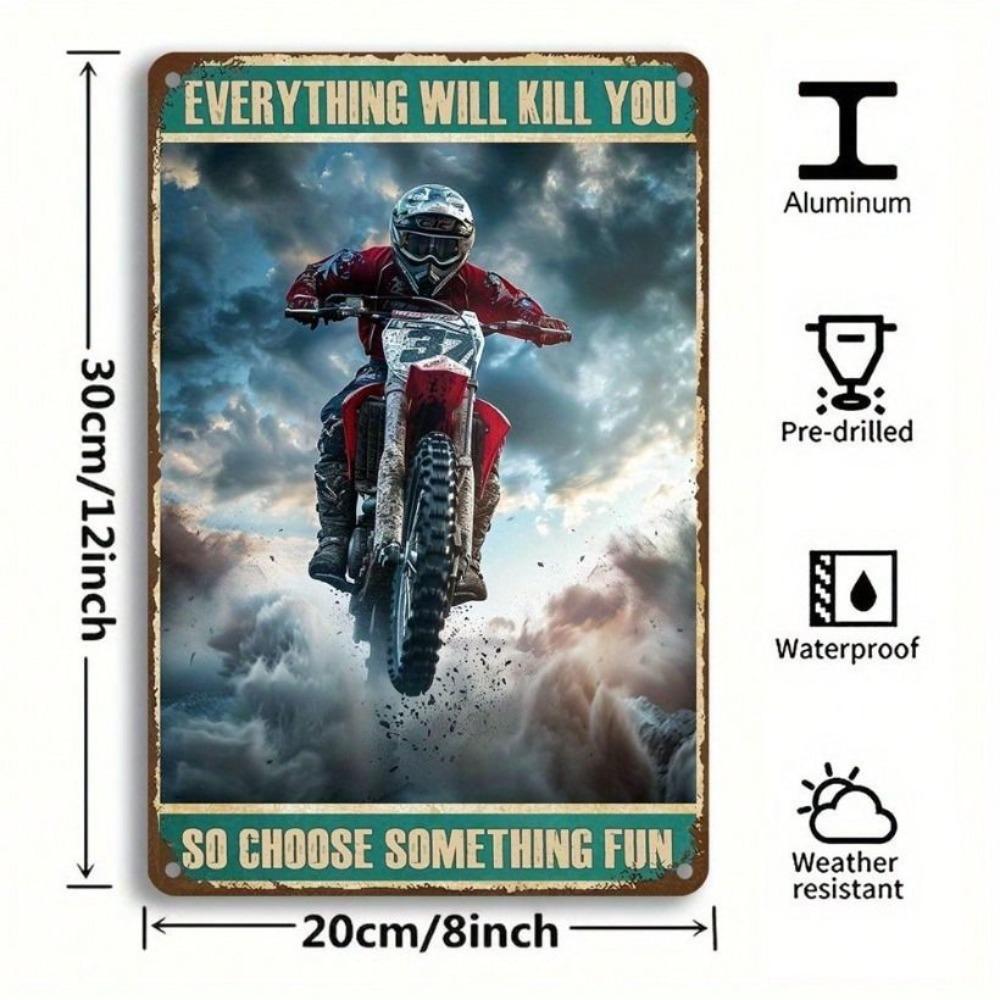Vintage Metal Sign Moto Cross Biker Retro Wall Decor Garage Bar Poster