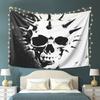 Wall Tapestry Dark Punk Spike Skull Tapestry Black and White Vintage Vintage Printing Print Tapestry Hanging Cloth