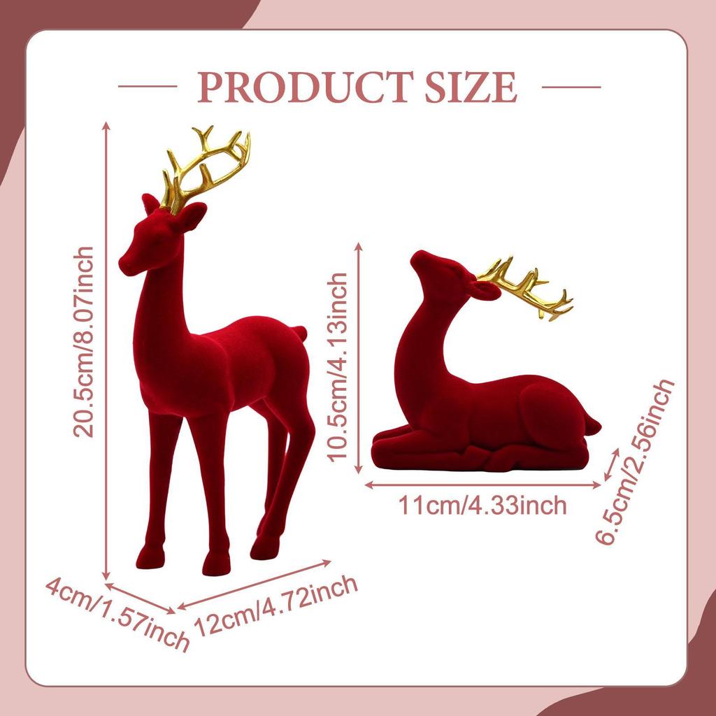 Reindeer Figurines Christmas Decor Resin Ornaments for Office Xmas Farmhouse