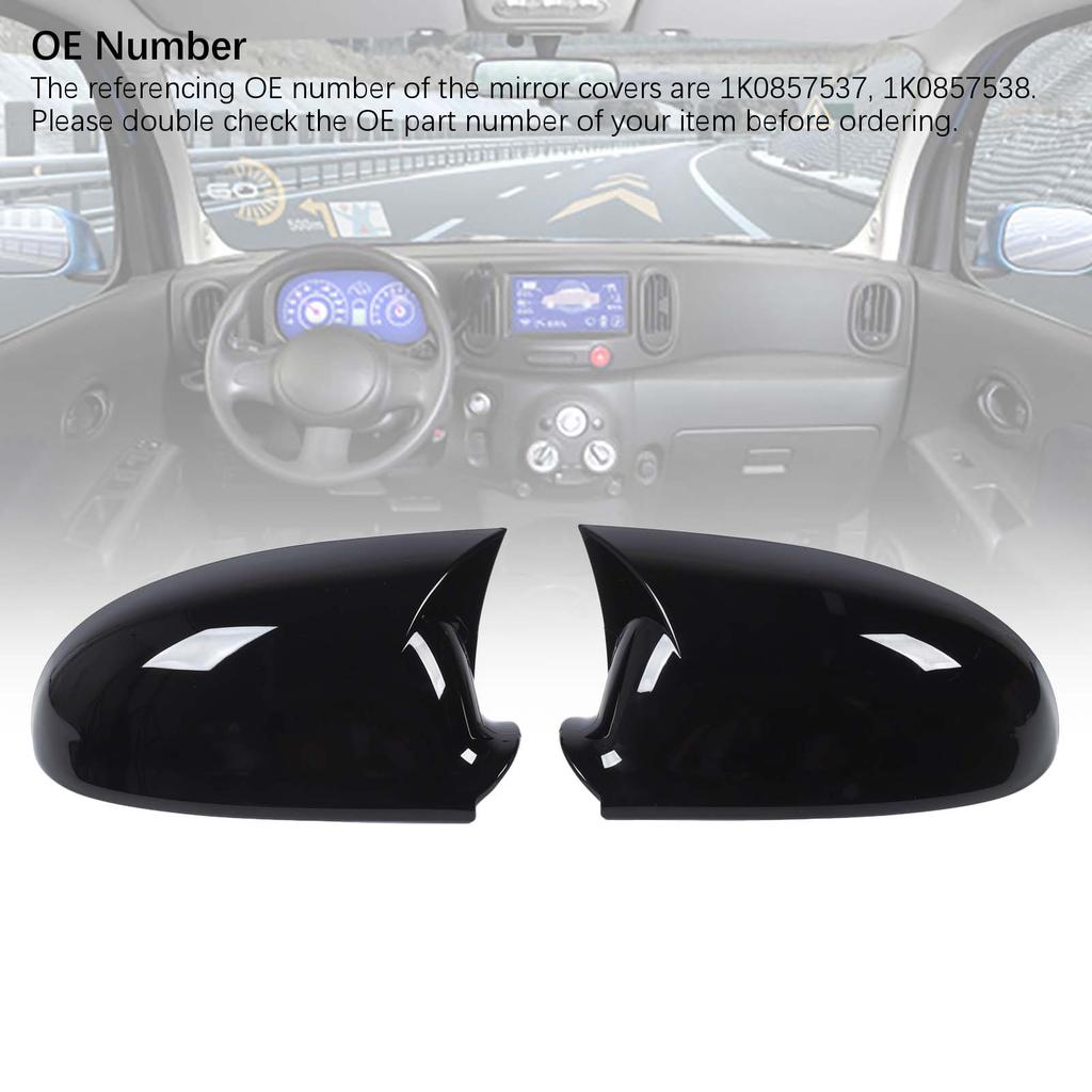 1 Paar Rückspiegelabdeckung 1K0857538 Glänzend Schwarz Sportlicher Look Türseite Rückspiegelkappe für