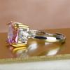 BELLA BOX Simulation Pink Tourmaline Vintage Ring Open Tune Zircon Square Ladies Ring Boutique Jewelry