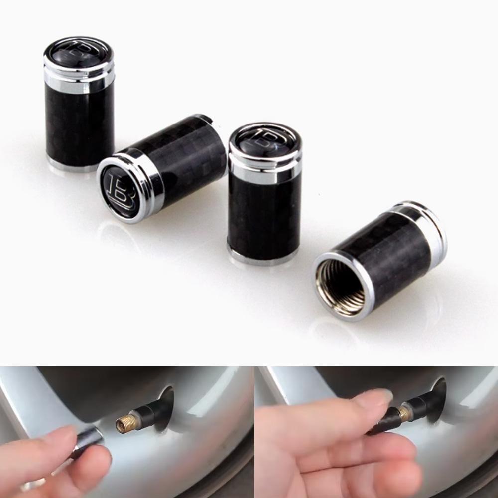 Wheel Stem Valve Cap 4PCS Carbon Silver Car Rims Air Tire Valve Cap For Brabus Mercedes Benz AMG Maybach Brabus Valve Stems Cap