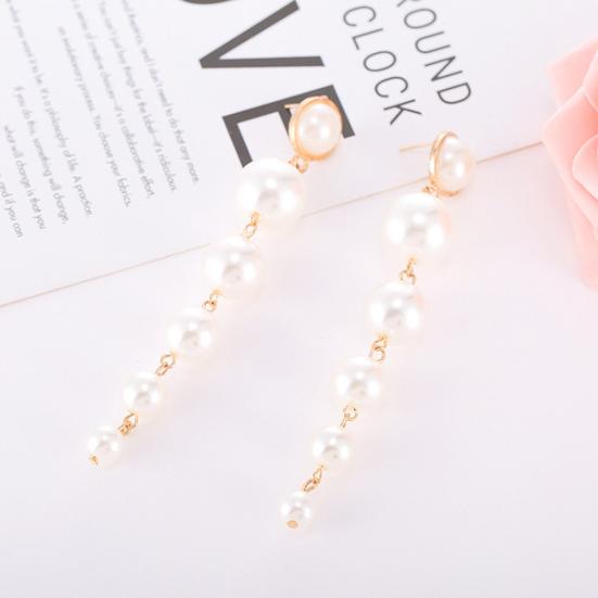 Fashion Women Big Round Faux Pearl Dangle Long Drop Stud Earrings Jewelry Gift
