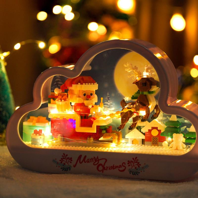 

Рождественская елка Санта-Клаус Блок Игрушки Творческий Собранный Облако Зеркало Ночной Светильник Мини Кирпичи Игрушки Настольные Украшения Рождественские Подарки