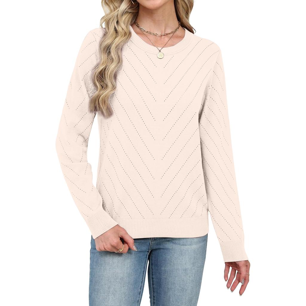Women's Fashion Casual Loose Comfortable Fashion Pullover Round Neck Long Sleeve Slim Fit Knit Sweater Women's Sweater