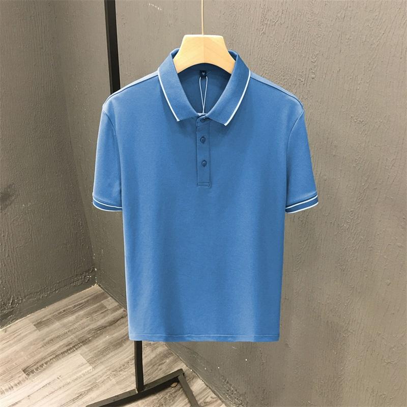 Summer Ice Silk Short Sleeve Polo Shirt For Men Contrast Trim Collar Business Casual Breathable And Quick-dry Cross-border Hot Sale