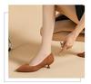Women's Pointed Toe Kitten Heel Knit Shoes - Soft Sole, Medium Height, Comfortable and Trendy