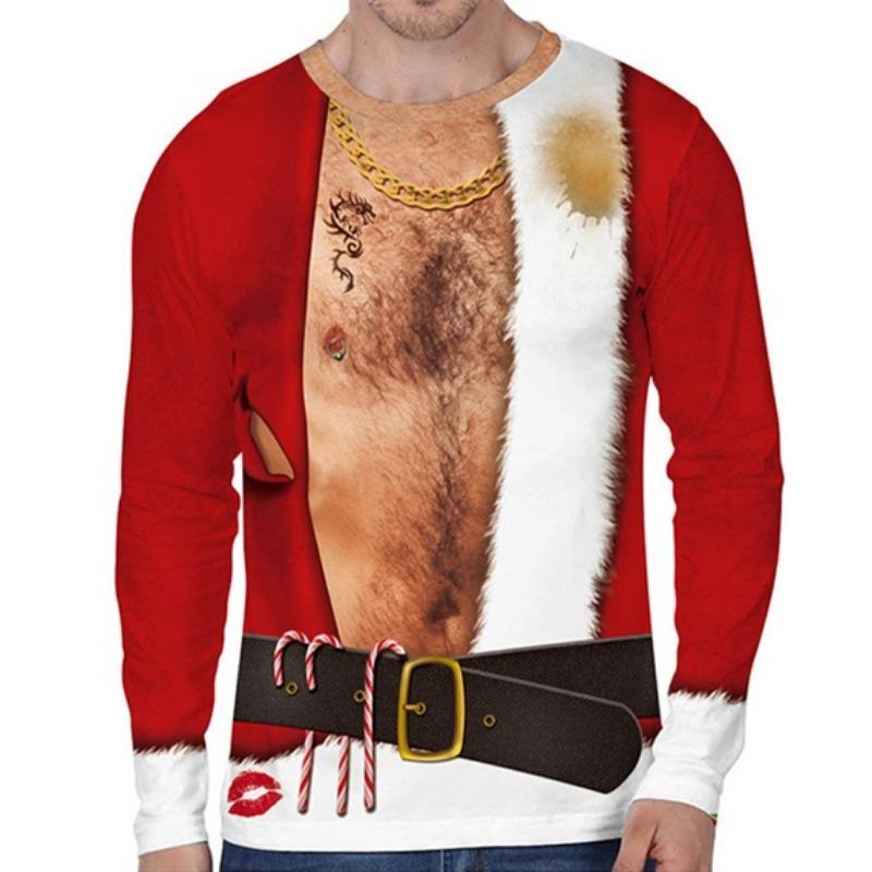 3D Print Christmas Funny Ugly Long Sleeve Tshirt For Men Women Novelty Casual Oversized Tee Shirts Top Clothes Mens In Shirt