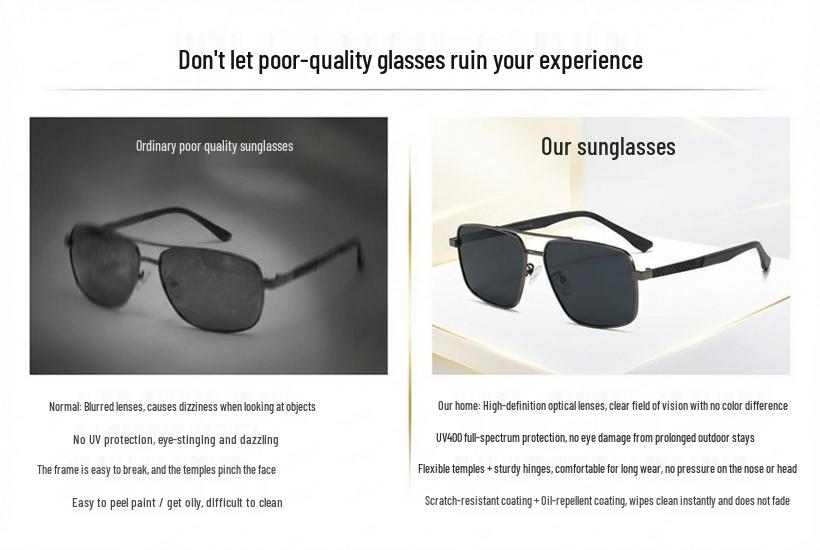 KAJILA 2026 Men's Retro Square Frame Polarized Sunglasses with Double Bridge Sun Protection