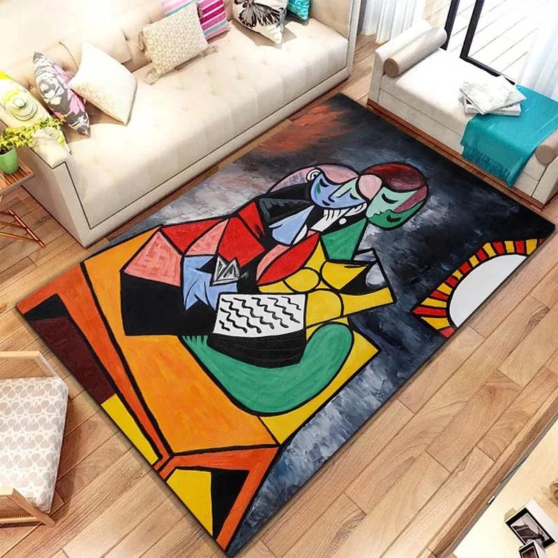 Picasso Abstract Realism Painting Artistic Rug for Bedroom Floor Mat Carpet Living Room Home Decor Rug Soft Flannel Mat Area Rug