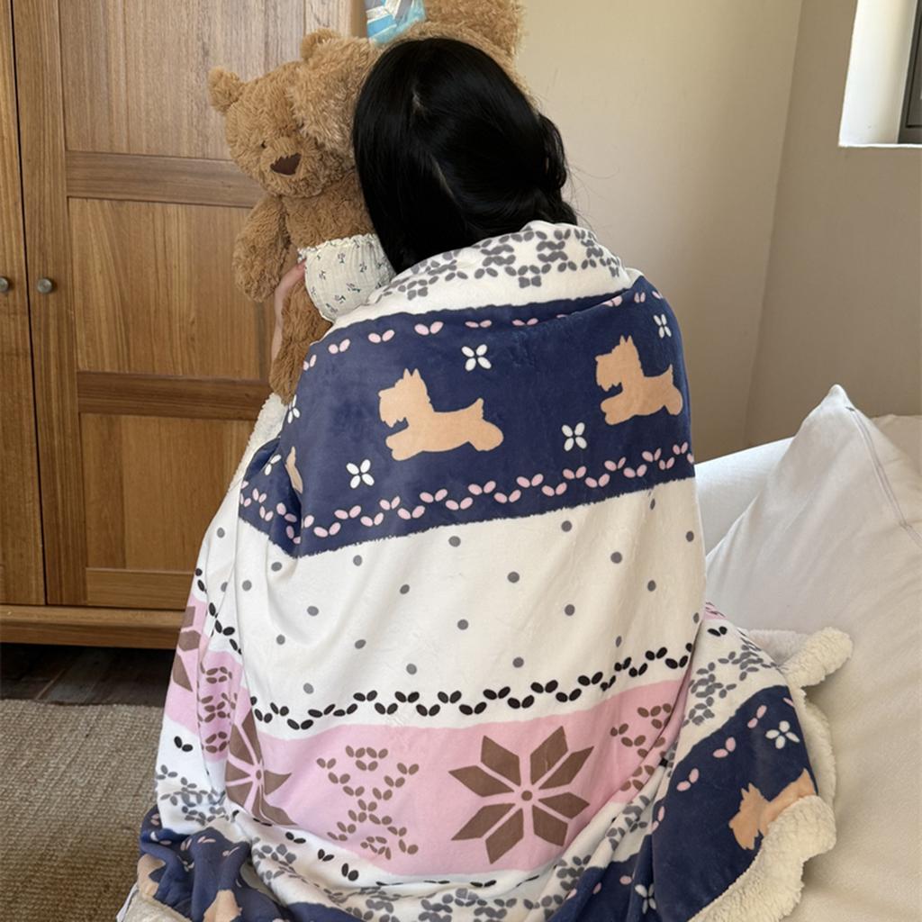 Thickened Lamb & Coral Fleece Cartoon Animation Winter Blanket for Office Nap Air Conditioning Sofa Cover & Kindergarten Use