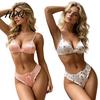 Breathable Bra for Women Women's And Panty Set Satin 2 Piece Underwear Triangle No Wire Underwire Bralette with Ruffle Thong Soft Sexy Babydoll