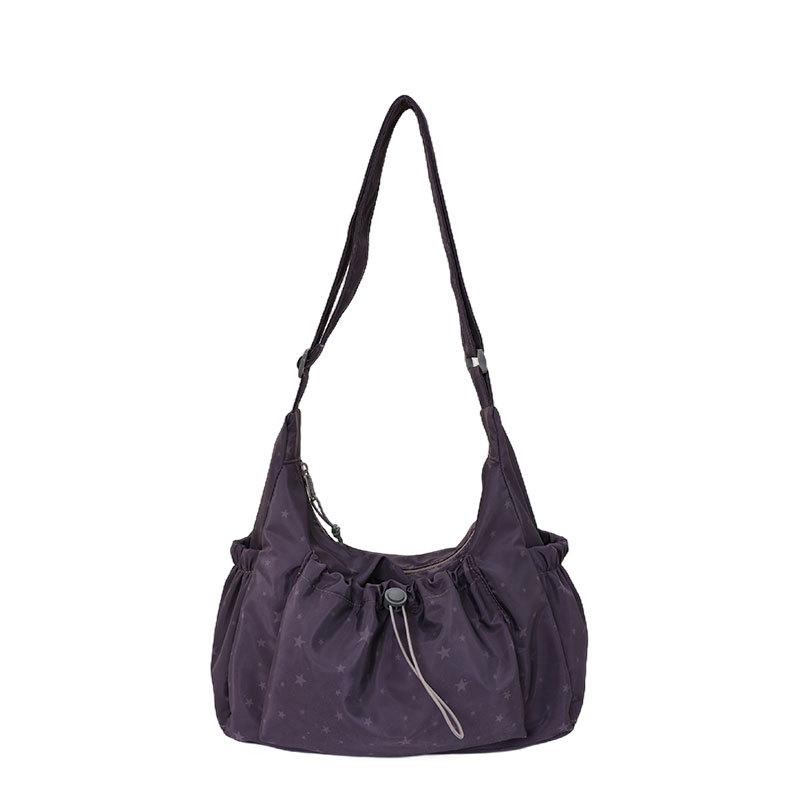 Korean Style Artistic Polka Dot Drawstring Pleated One-Shoulder Crossbody Bag for Women - Large Capacity, Portable, and Perfect for Commutes.