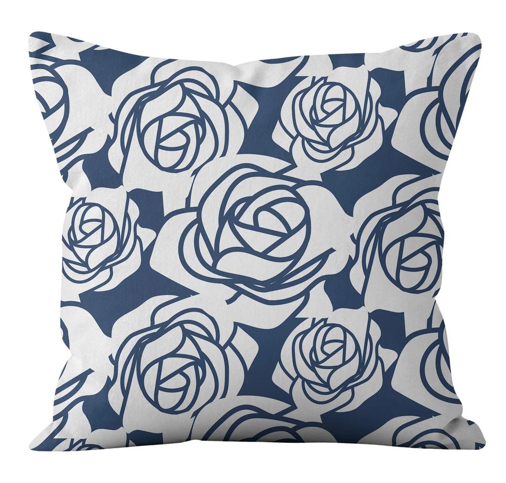 Simple Blue Printed Pillowcase Car Ornaments Office Living Room Home Pillowcase